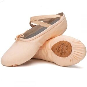 PRO/IC Light Pink Canvas Ballet Slippers with Crossed Elastic Strap
